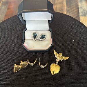 Elegant Gold and Silver Heart Earrings Set